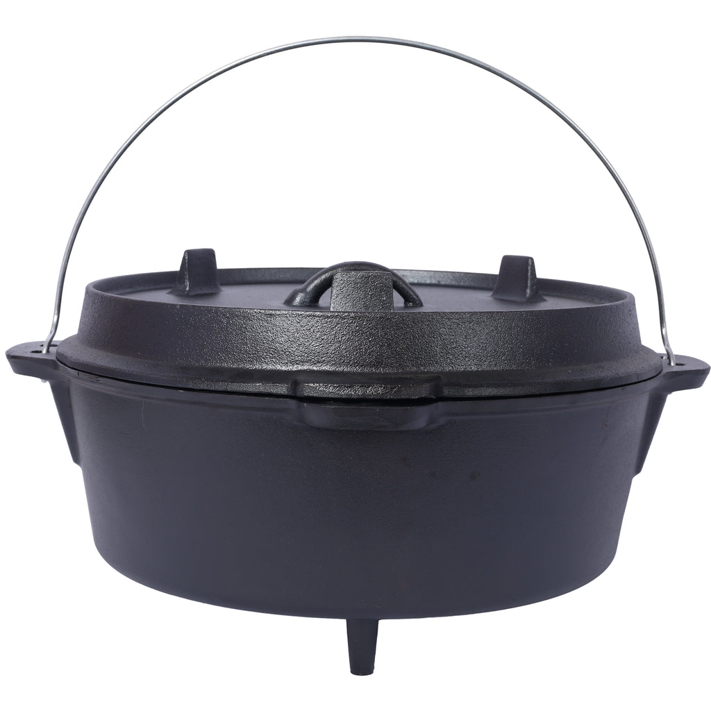 Marmite Fonte 12 Quart avec Couvercle - Camping - BBQ - 11L