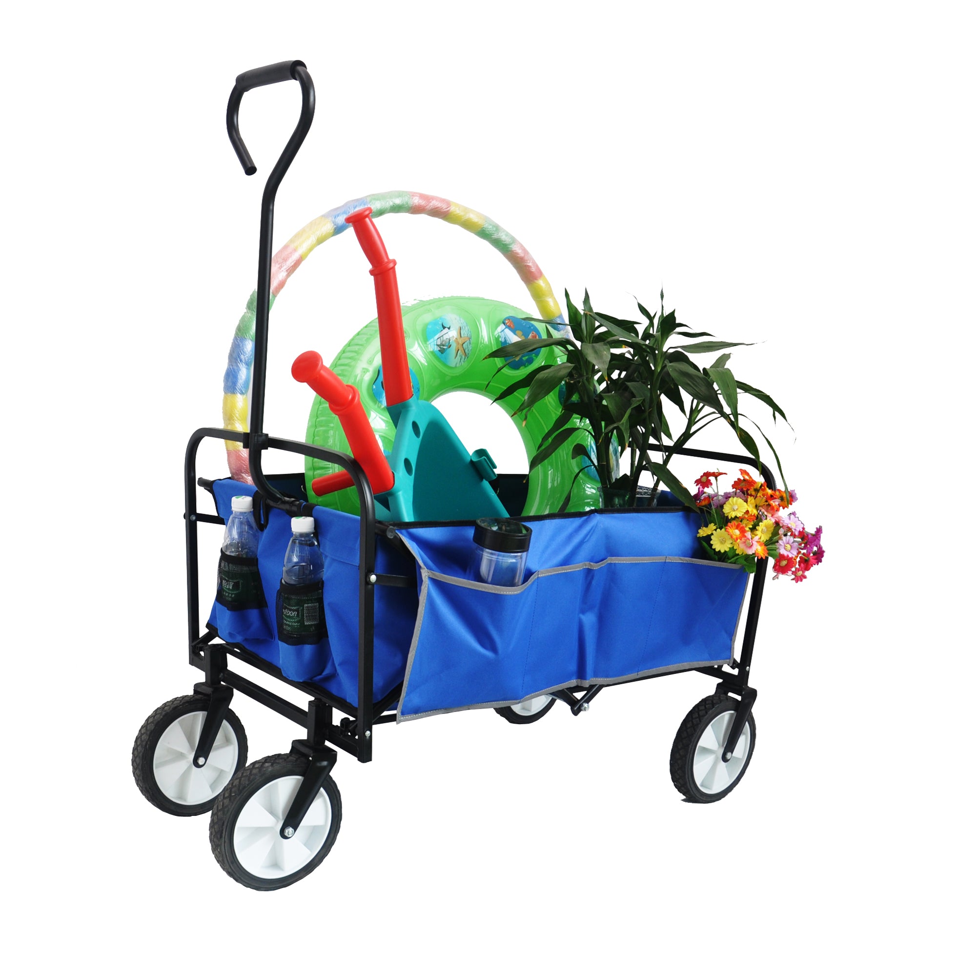 Chariot Pliant Jardin Courses Plage - Bleu - Wagon