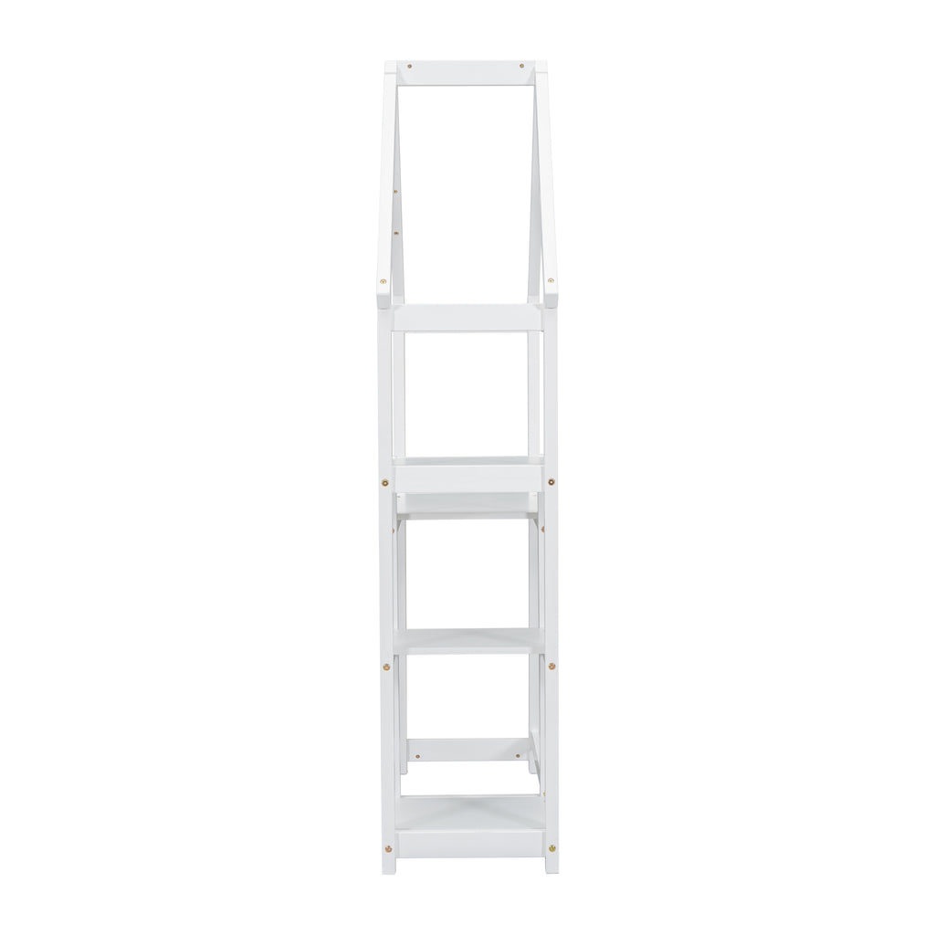 Bureau Enfant Maison Bois Blanc - Table Étude + Bibliothèque + Rangement Jouets