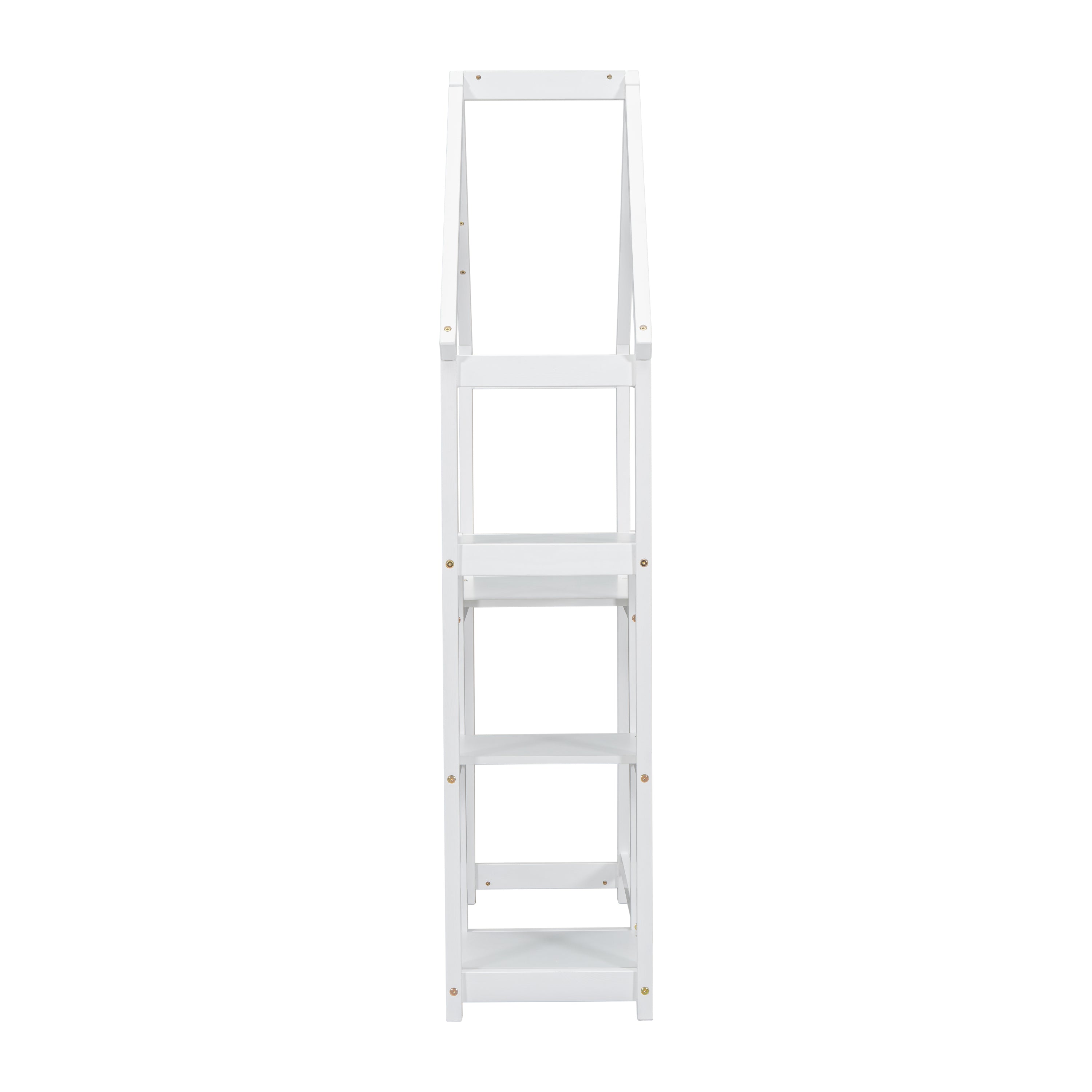 Bureau Enfant Maison Bois Blanc - Table Étude + Bibliothèque + Rangement Jouets