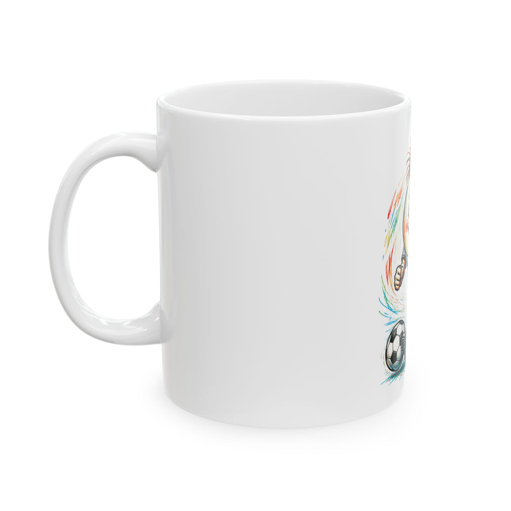 Soccer Egg Character Ceramic Mug — Funny Kids Football Coffee Cup (11oz/15oz)