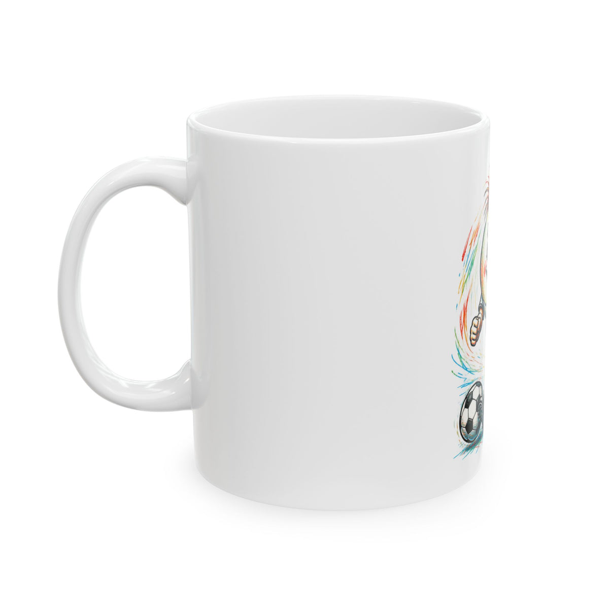 Soccer Egg Character Ceramic Mug — Funny Kids Football Coffee Cup (11oz/15oz)