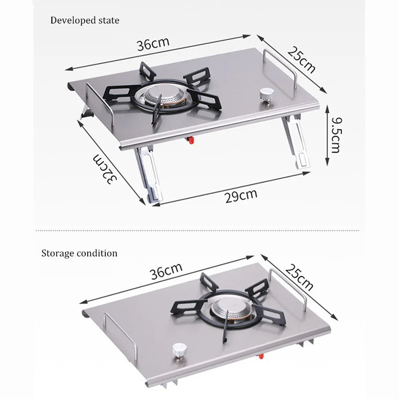 Réchaud Gaz Table Pliant IGT 4000W Inox - Camping Pique-nique Bureau