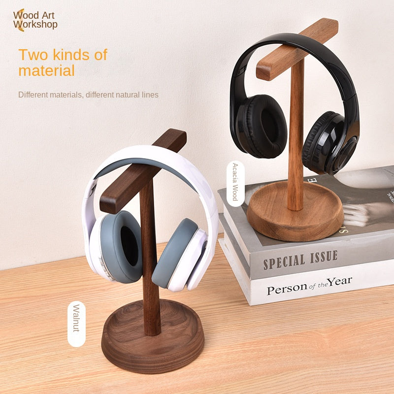 Support Casque Bois Noyer Massif - Vrai Bois - Présentoir Casque