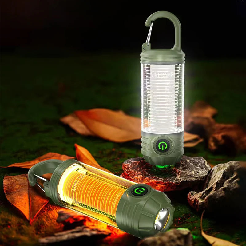 Lampe Camping Rétro Multifonction - Torche Puissante - Rechargeable - Ambiance