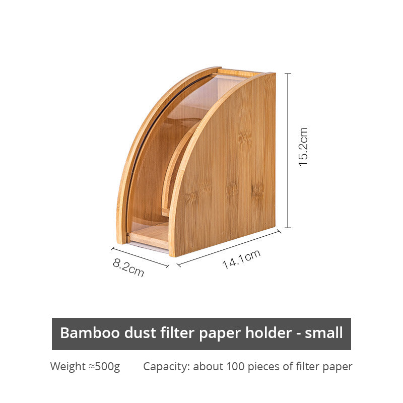 Support Filtres Café Bois Massif - Boîte Rangement Anti-Poussière - Infusion Manuelle