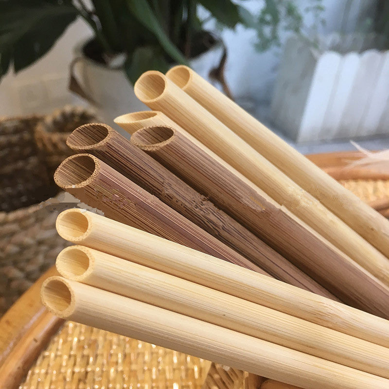 Pailles Bambou Réutilisables 100pcs 21.5cm - Écologique - Carbonisées Smoothie