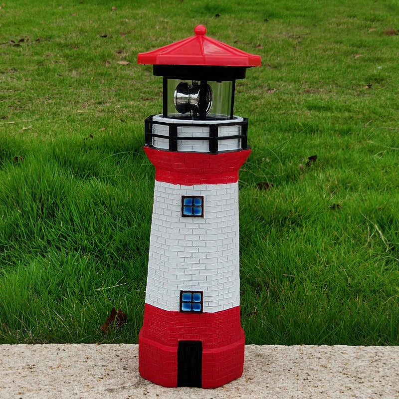 Phare Rotatif Solaire Résine - Déco Jardin Extérieur