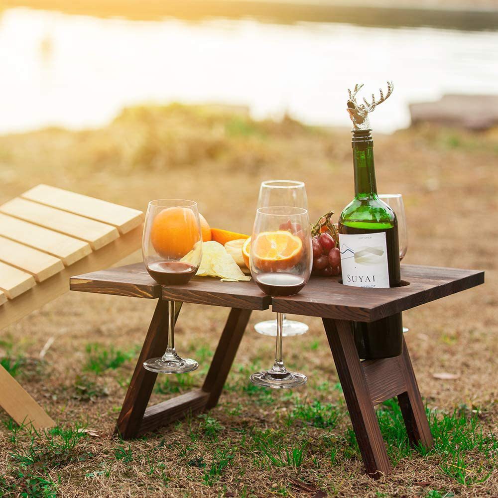 Table Vin Pliante Extérieur - Pique-nique - Bois Carré