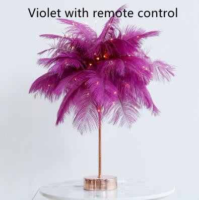 Lampe de table nordique en plumes – Veilleuse décorative pour chambre