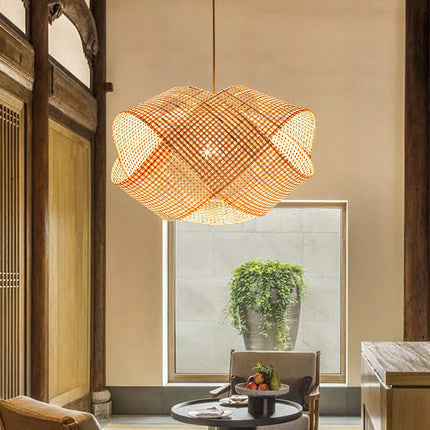 Lustre Bambou Tressé Décoratif - Suspension Créative - 50cm