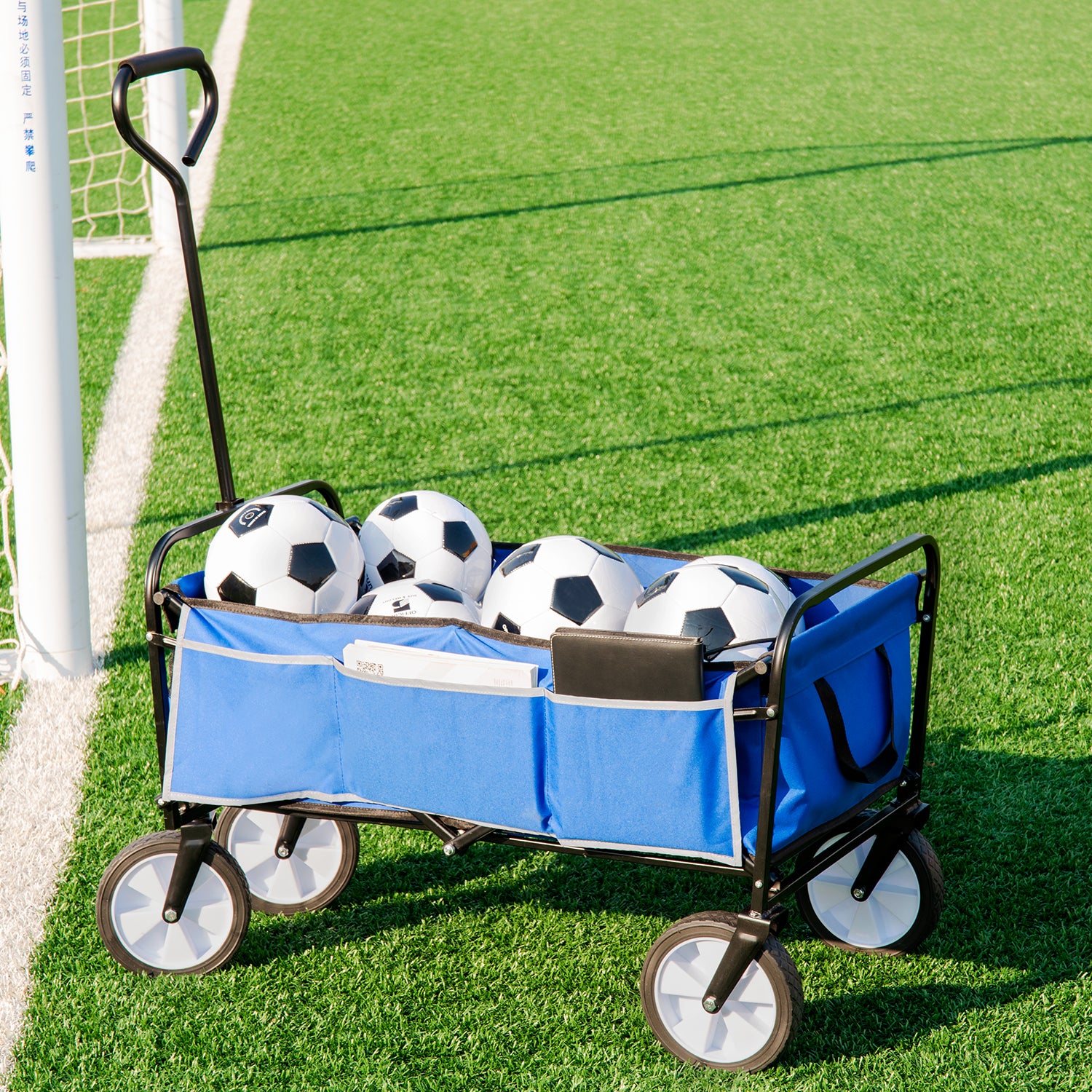 Chariot Pliant Jardin Courses Plage - Bleu - Wagon
