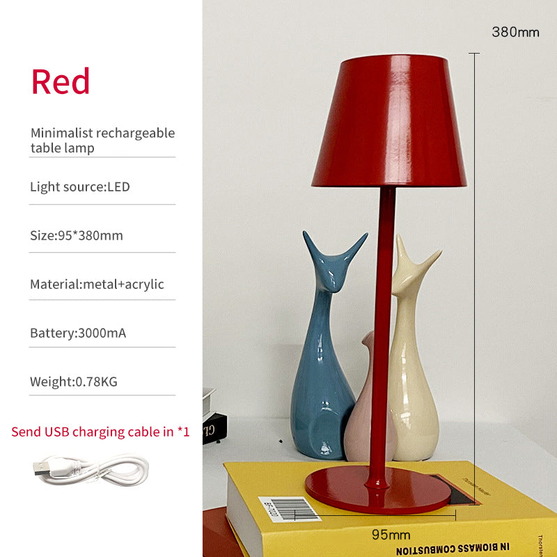 Lampe Table Métal Haut Pied LED - Style Américain Nordique - Hôtel Bar - USB Protection Yeux