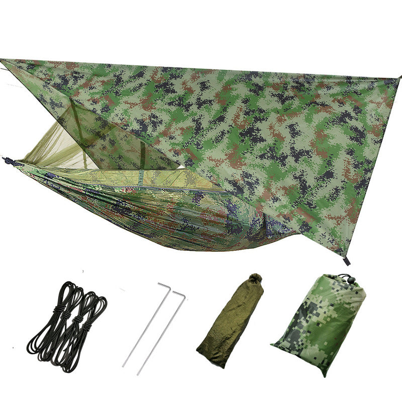 Hamac Double 260x140cm - Moustiquaire + Bâche Pluie - Léger Parachute