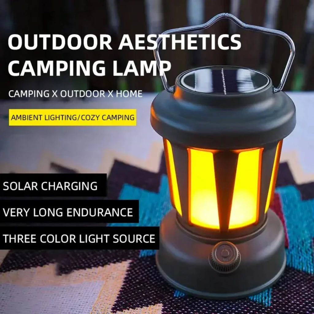 Lampe Camping Solaire LED Rechargeable - Multifonction - Ambiance Tente