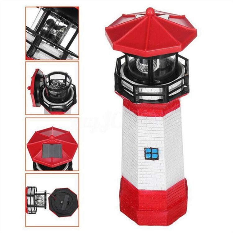 Phare Rotatif Solaire Résine - Déco Jardin Extérieur