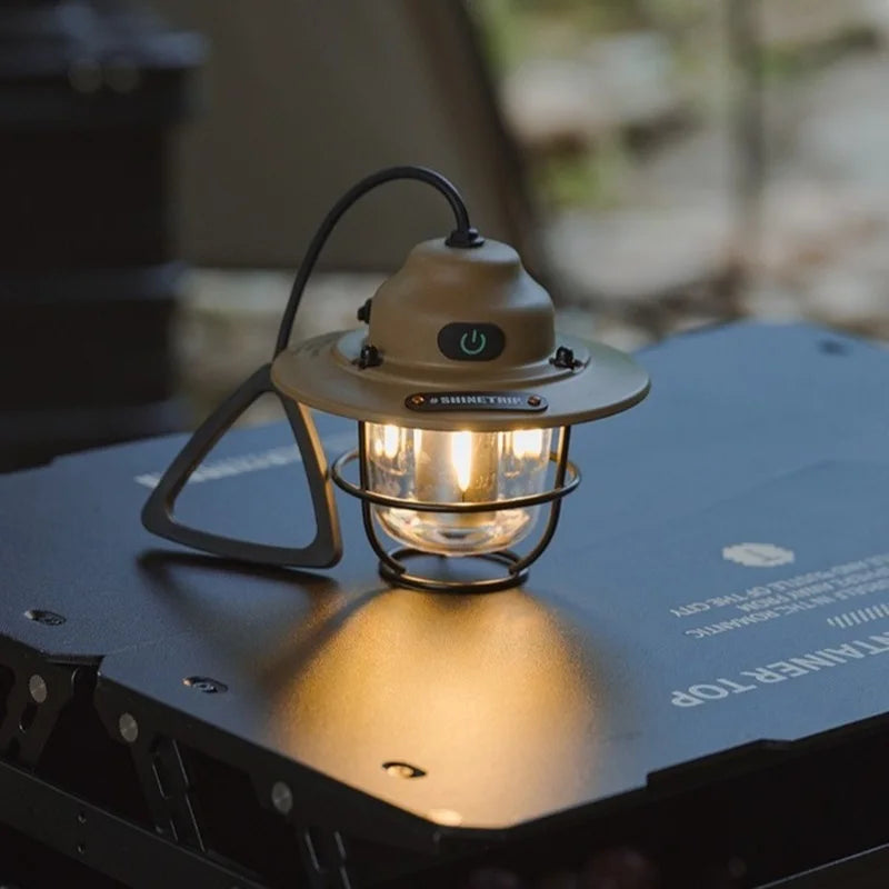 Lampe Camping Pomme de Pin Rétro - Ambiance Chaleureuse - USB-C