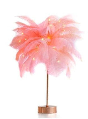 Lampe de table nordique en plumes – Veilleuse décorative pour chambre