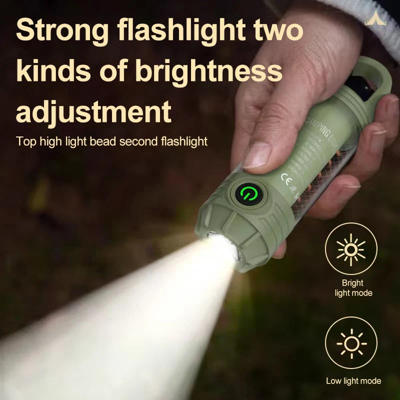 Lampe Camping Rétro Multifonction - Torche Puissante - Rechargeable - Ambiance