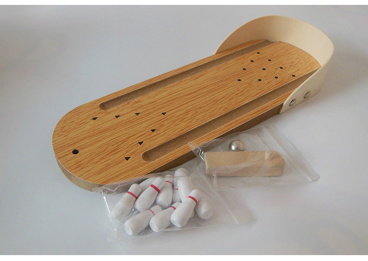 Mini Bowling Table Bois - Jeu Éducatif Enfant - Solide - Parent-Enfant