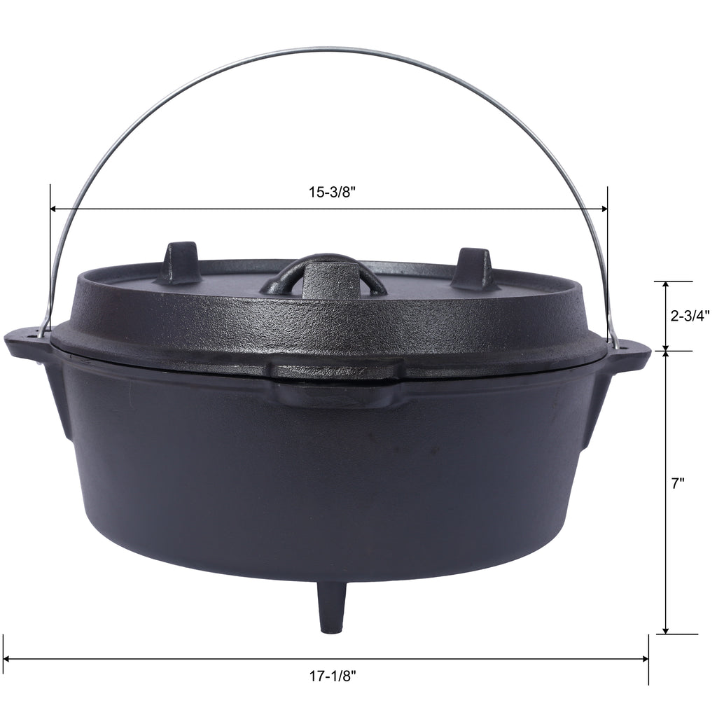 Marmite Fonte 12 Quart avec Couvercle - Camping - BBQ - 11L