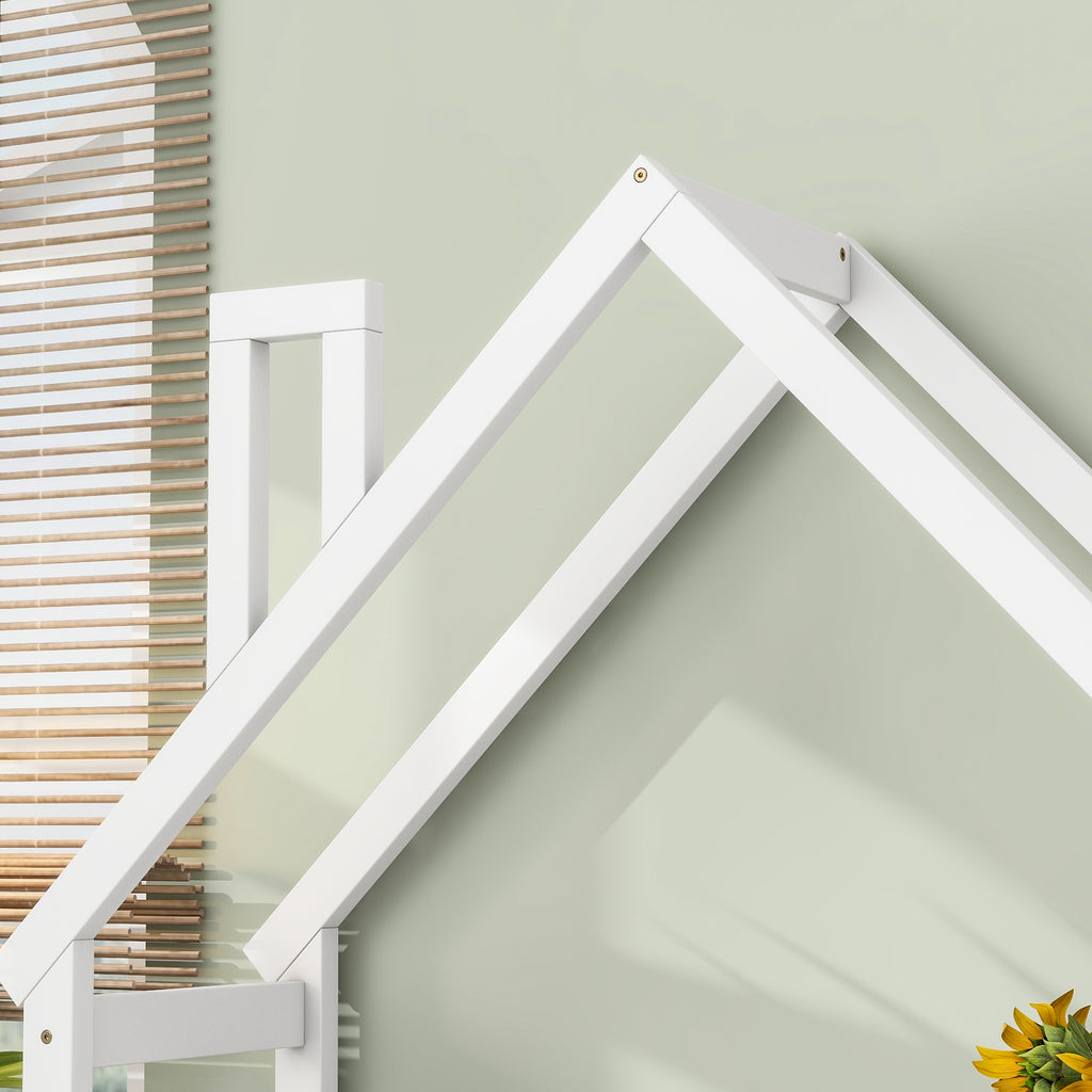 Bureau Enfant Maison Bois Blanc - Table Étude + Bibliothèque + Rangement Jouets