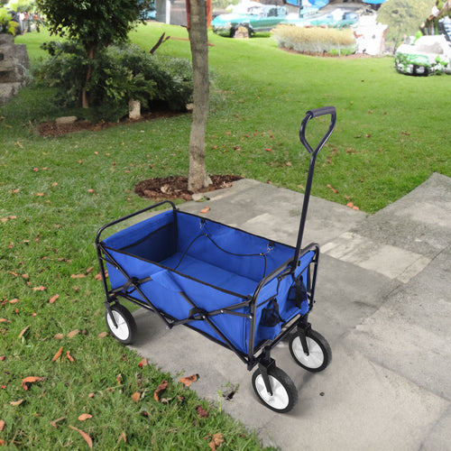 Chariot Pliant Jardin Courses Plage - Bleu - Wagon