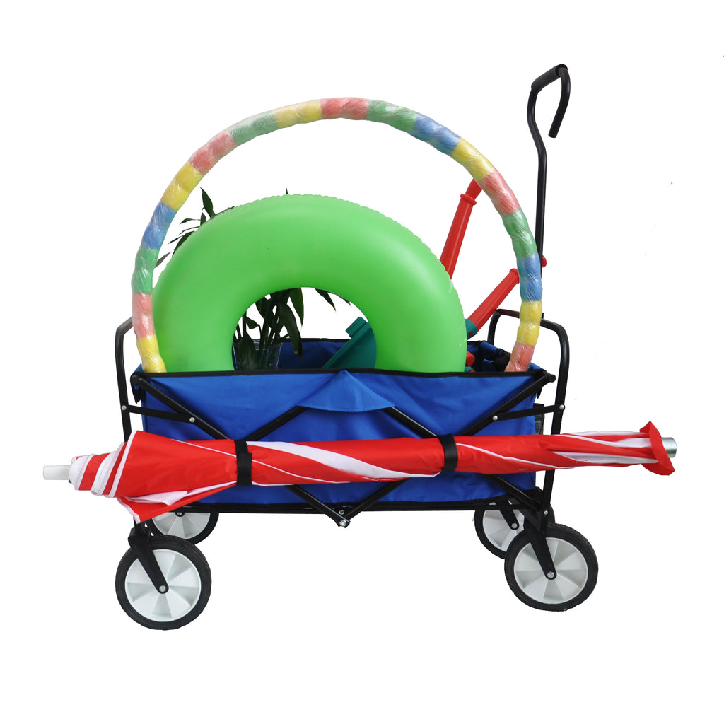 Chariot Pliant Jardin Courses Plage - Bleu - Wagon