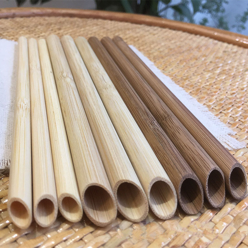 Pailles Bambou Réutilisables 100pcs 21.5cm - Écologique - Carbonisées Smoothie