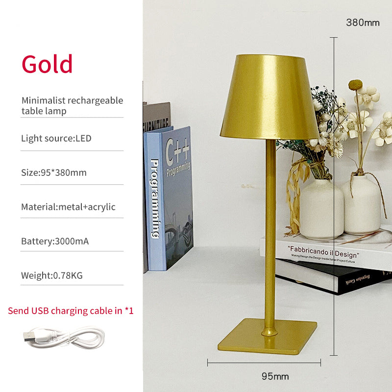 Lampe Table Métal Haut Pied LED - Style Américain Nordique - Hôtel Bar - USB Protection Yeux