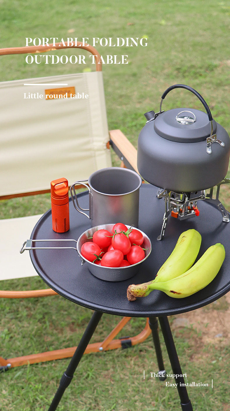 Table Ronde Pliante Alu Réglable Hauteur - Balcon Léger - Pique-nique Camping