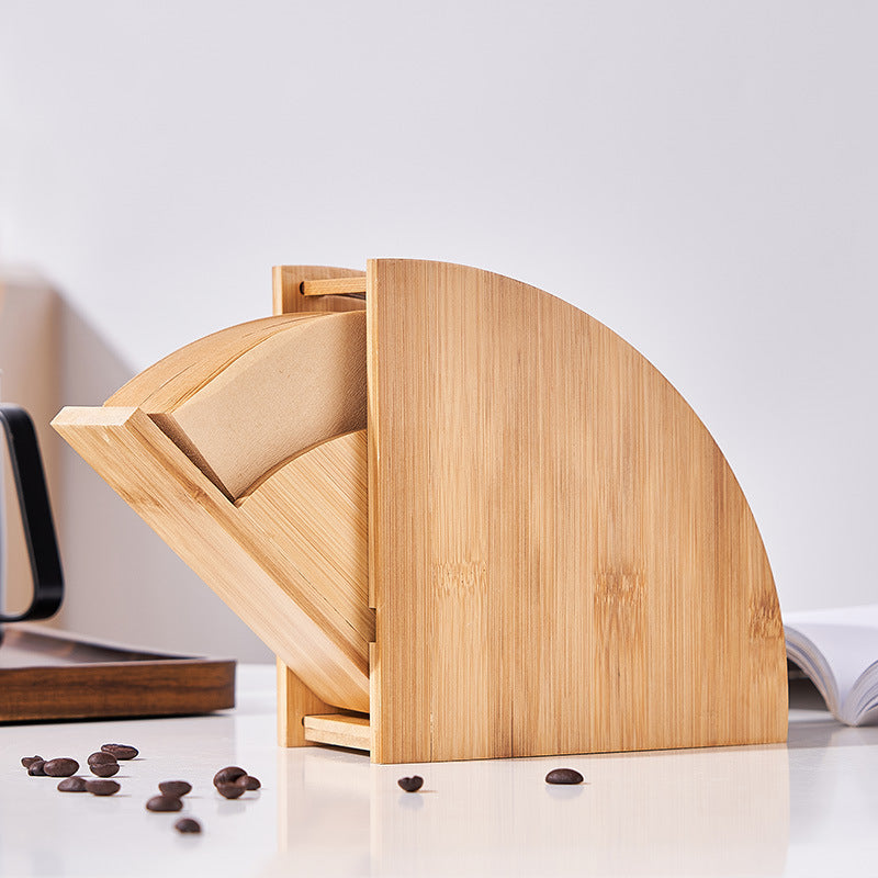 Support Filtres Café Bois Massif - Boîte Rangement Anti-Poussière - Infusion Man