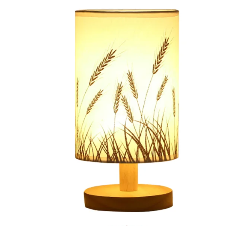 Lampe Table Lin LED - Blanc Chaud - Chevet USB - Abat-jour Lin Bois