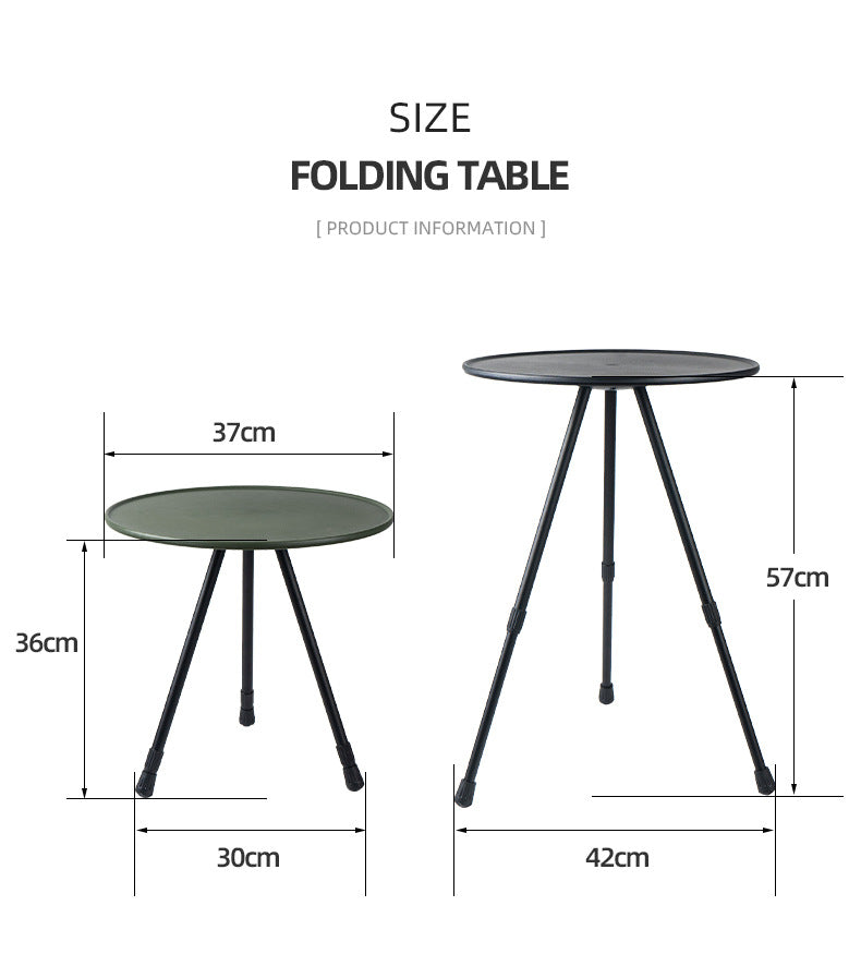 Table Ronde Pliante Alu Réglable Hauteur - Balcon Léger - Pique-nique Camping