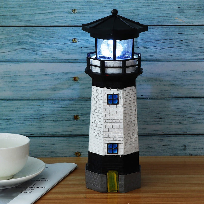 Phare Rotatif Solaire Résine - Déco Jardin Extérieur