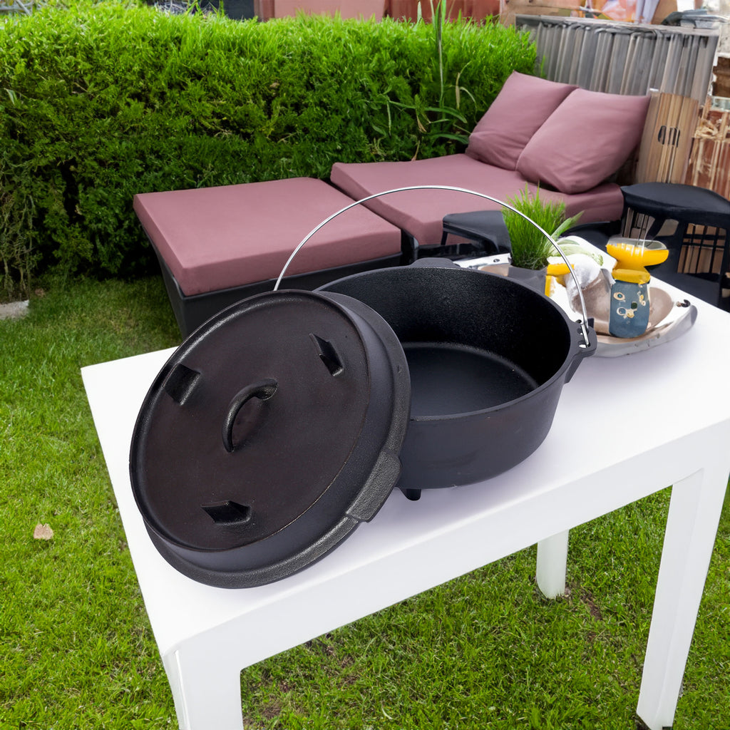 Marmite Fonte 12 Quart avec Couvercle - Camping - BBQ - 11L