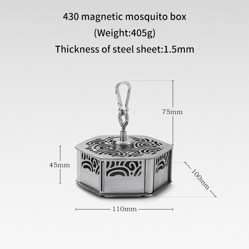 Boîte Encens Anti-Moustique Magnétique - Inox Coupe-Vent - Camping Portable