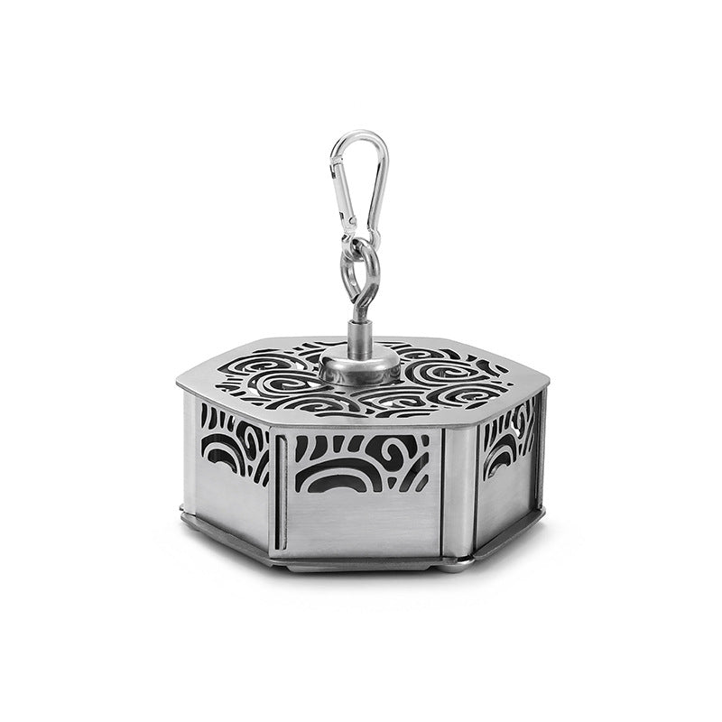 Boîte Encens Anti-Moustique Magnétique - Inox Coupe-Vent - Camping Portable