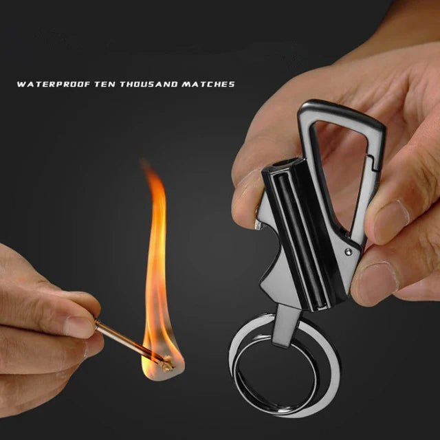 Allumette Permanente Mousqueton - Briquet Étanche Survie - Porte-Clés Silex