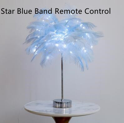 Lampe de table nordique en plumes – Veilleuse décorative pour chambre