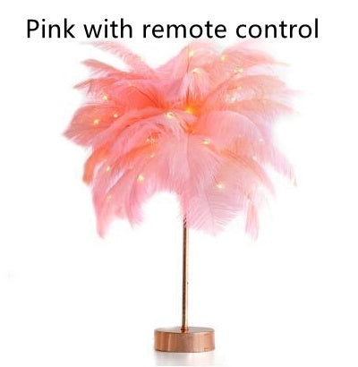 Lampe de table nordique en plumes – Veilleuse décorative pour chambre