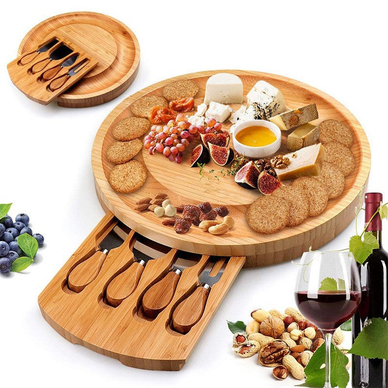Plateau à Fromage en Bambou avec Couteaux - Service Apéro Complet