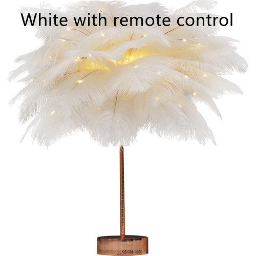 Lampe de table nordique en plumes – Veilleuse décorative pour chambre